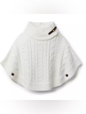 Janie and Jack Cream Cable-Knit Turtleneck Poncho